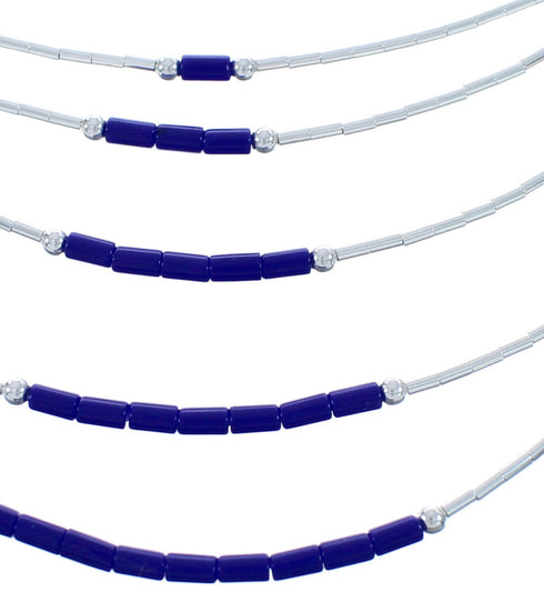 Hand Strung Liquid Silver Lapis 5-Strand Necklace BX120514